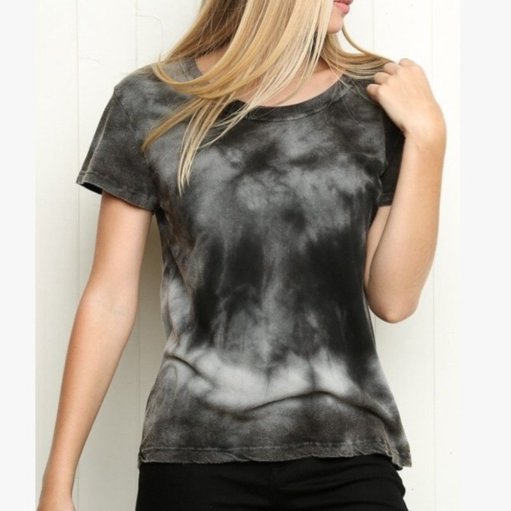 Brandy Melville black and grey tie dye top OS